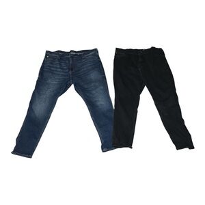 Men's Dark Blue and Black Jeans - Classic Casual Fit